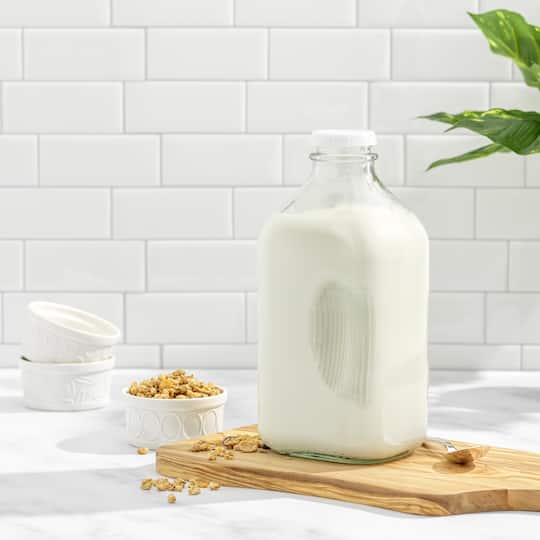 JoyJolt® Reusable Glass Milk Bottle Set with Lid & Pourer